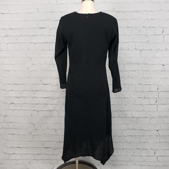 Anthony Design Womens Dress Size S Black Midi Boho Ethnic Hippie Grunge Art Deco - Picture 2 of 14